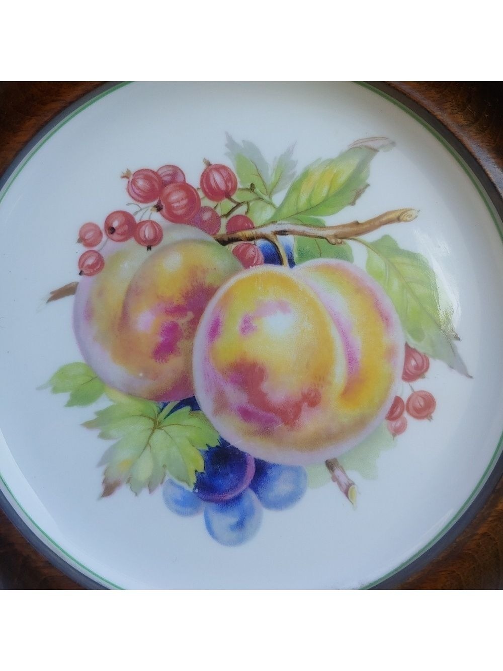 Vintage Copelands Grosvenor Spode English China Fruit Wall Plate Set Wood-Framed - Picture 6 of 17